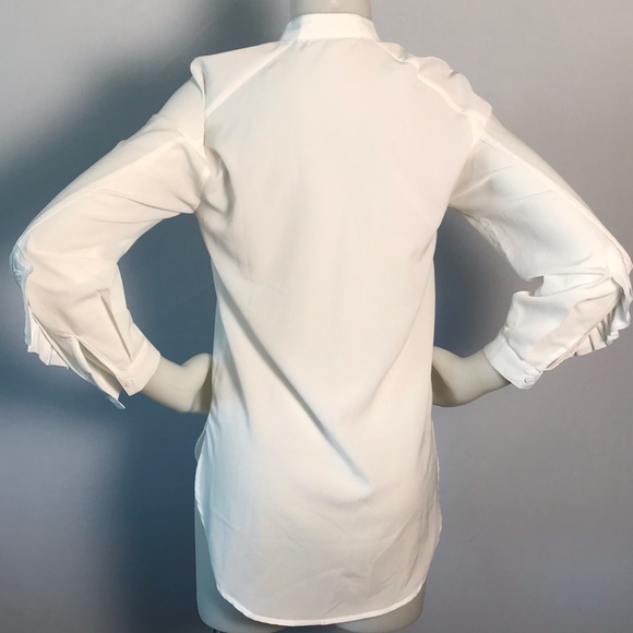CHINSTUDIO WHITE RUFFLE LONG SLEEVE BUTTON UP - Picture 5 of 7